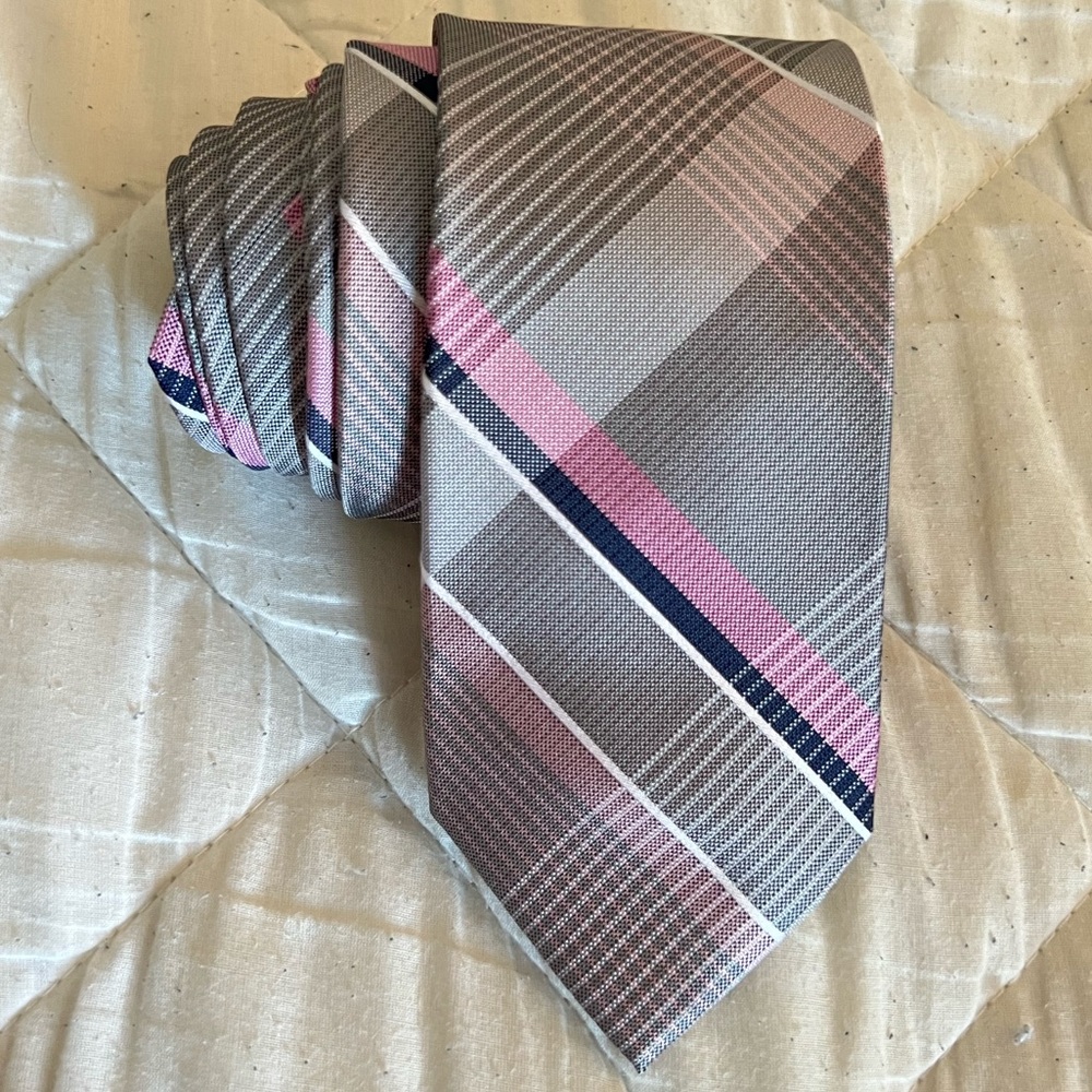 MICHAEL Michael Kors MK Pink Navy Grey Striped Tie